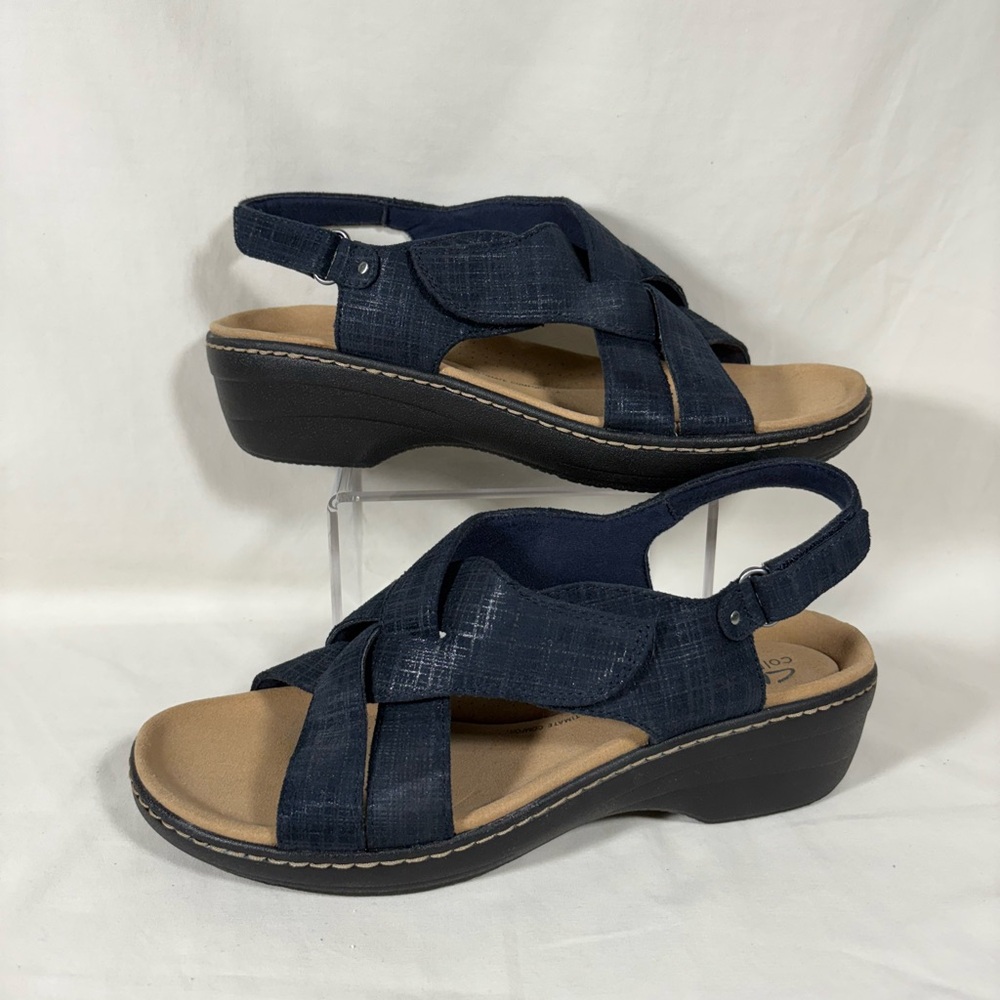 Clarks Navy Blue Slingback Comfort Sandals
